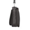 Side view of a black BOHO Mini Crossbody Concealed Carry Purse made from American cowhide, featuring a zippered compartment, detachable strap, and washable design.
