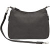 The Hobo Concealed Carry Purse Classic Handbag in Tumbled Leather is a black crossbody bag with zip closure and detachable strap, ideal for concealed carry, shown against a white background.